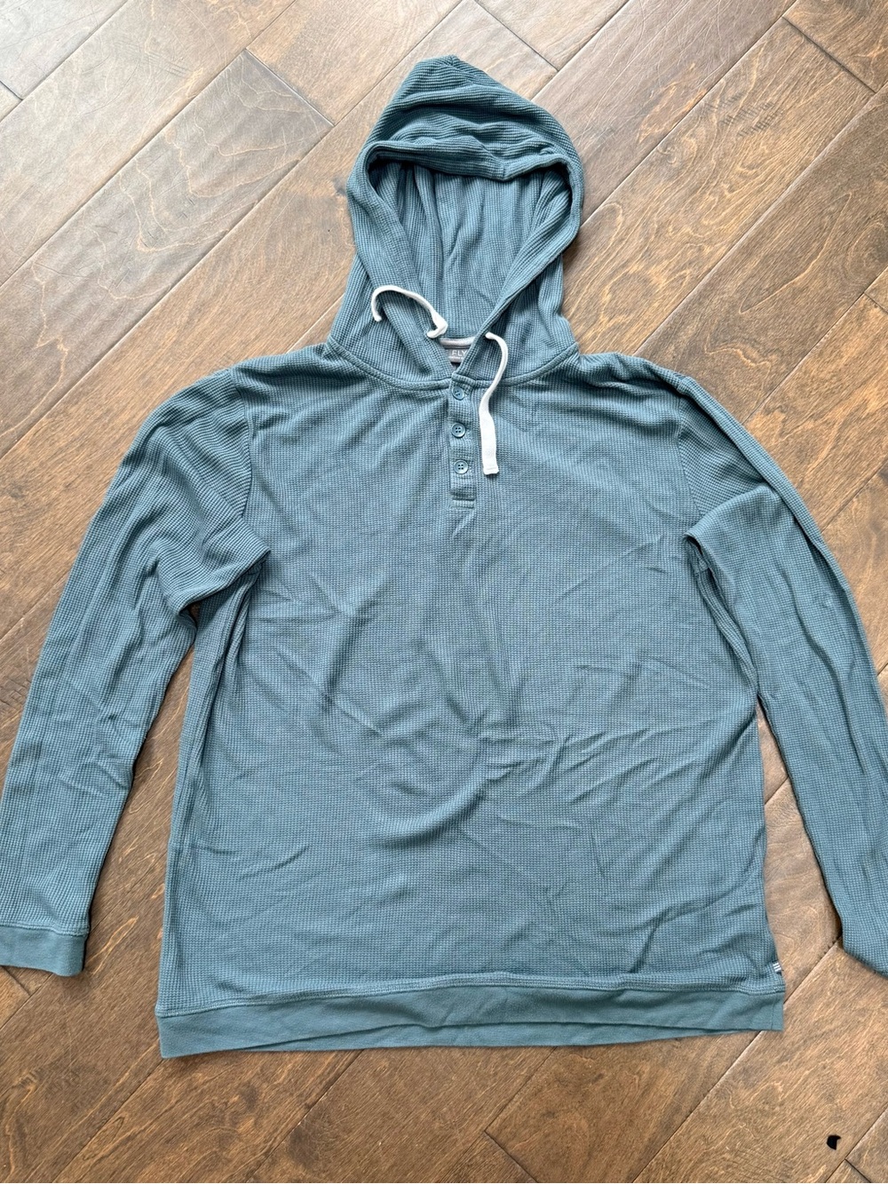 Freefly Bamboo Hooded Henley Pullover - Teal Blue